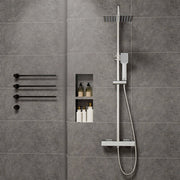 Colonne doccia cromo, soffione doccia quadrato 20x20cm acciaio inox, saliscendi doccia tondo regolabile 72-120cm
