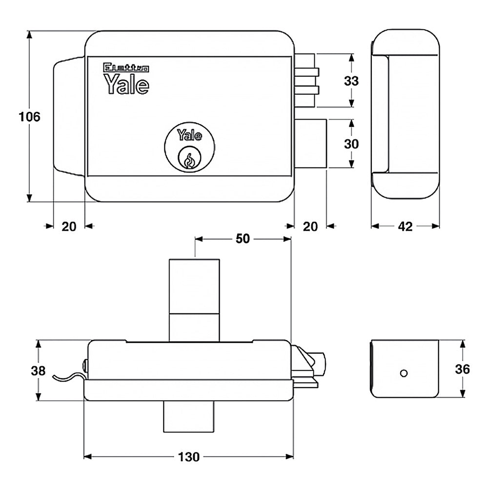 SERRATURA ELETTRICA DA APPLICARE PER CANCELLI ART. 68080 Dx - E 50  - YALE
