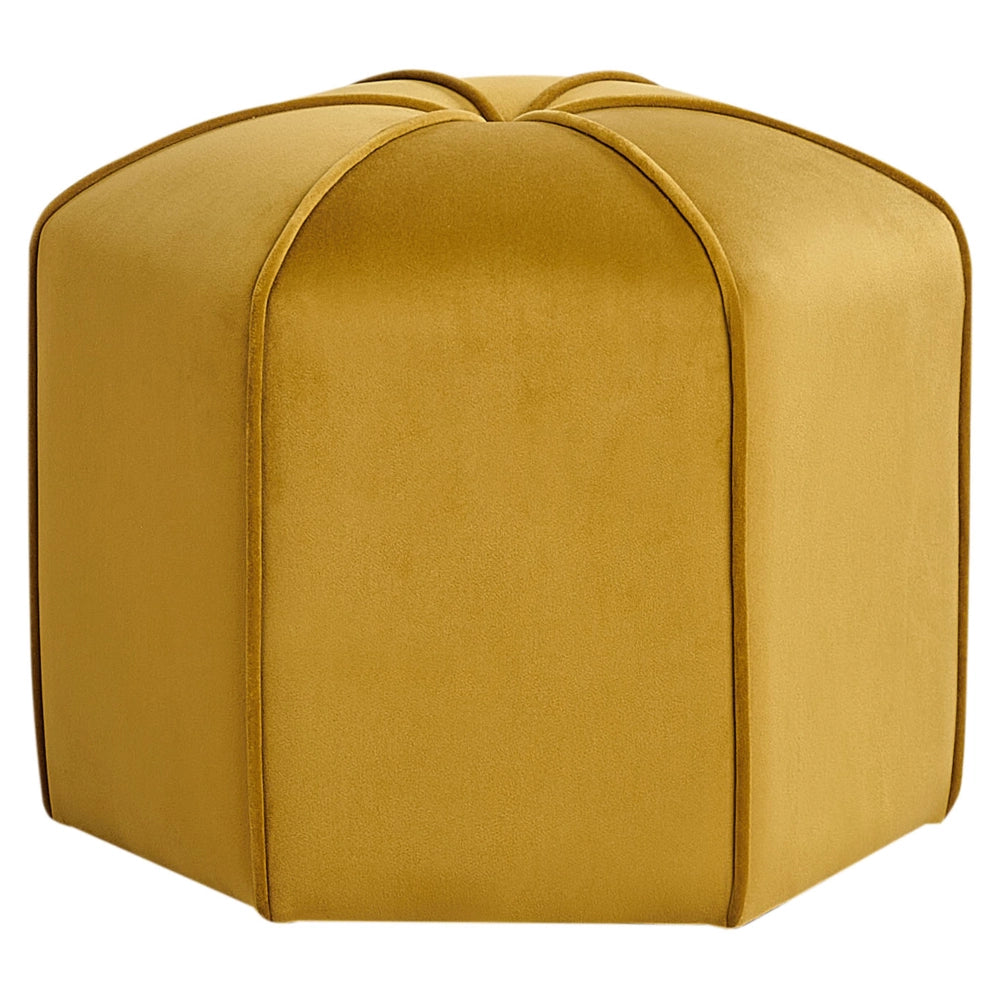 Pouf poggiapiedi moderno rotondo in velluto giallo soggiorno camera da letto