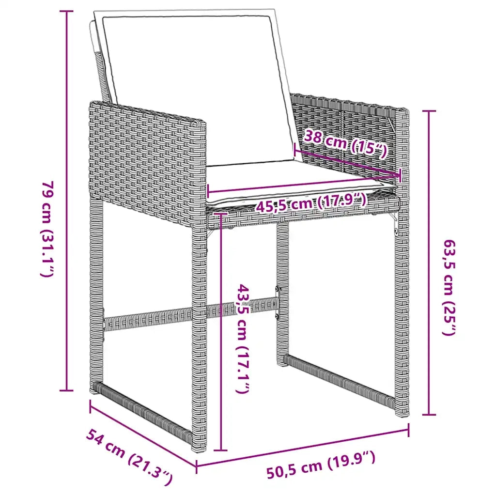 Set da Pranzo per Giardino 5 pz | Set Salotto da Giardino Grigio chiaro polyrattan