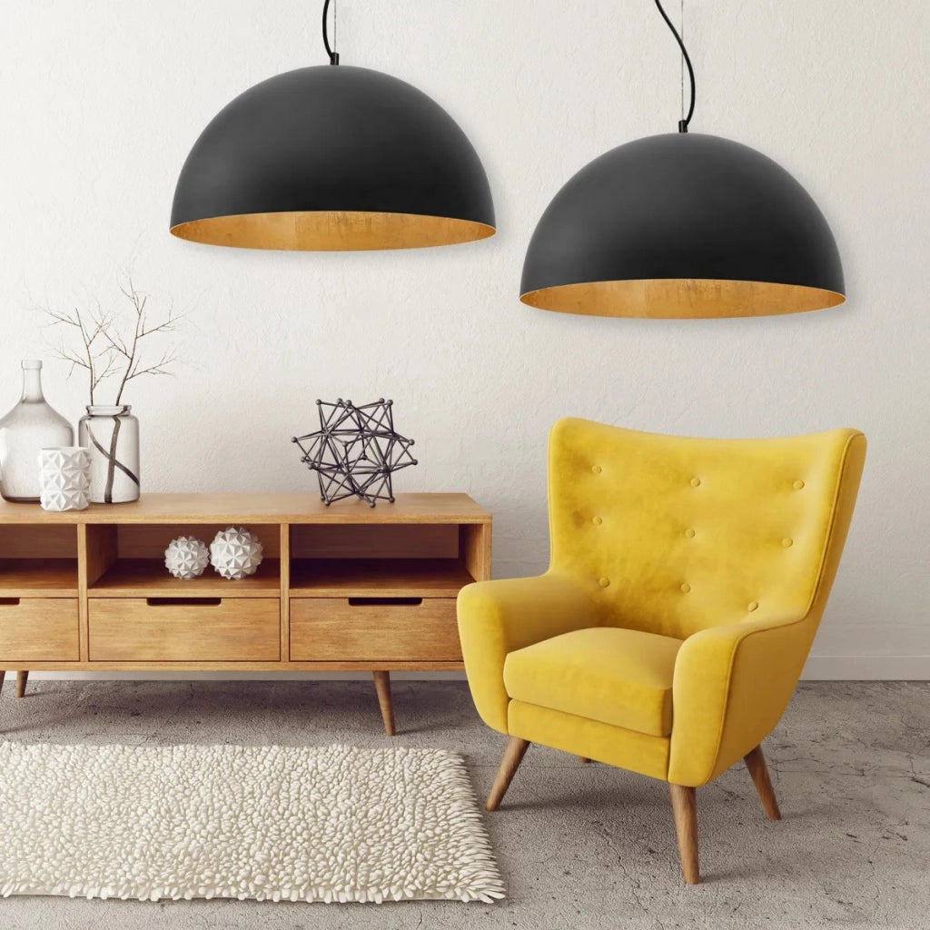 Lampada Da Soffitto Pensile Vasca Metallico Nera 50 Cm