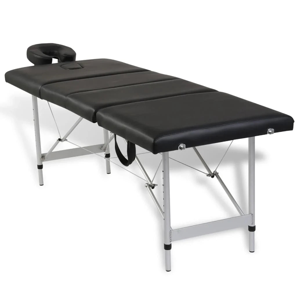 Lettino da massaggio pieghevole a 4 zone con struttura in acciaio inox nero 02_0001890