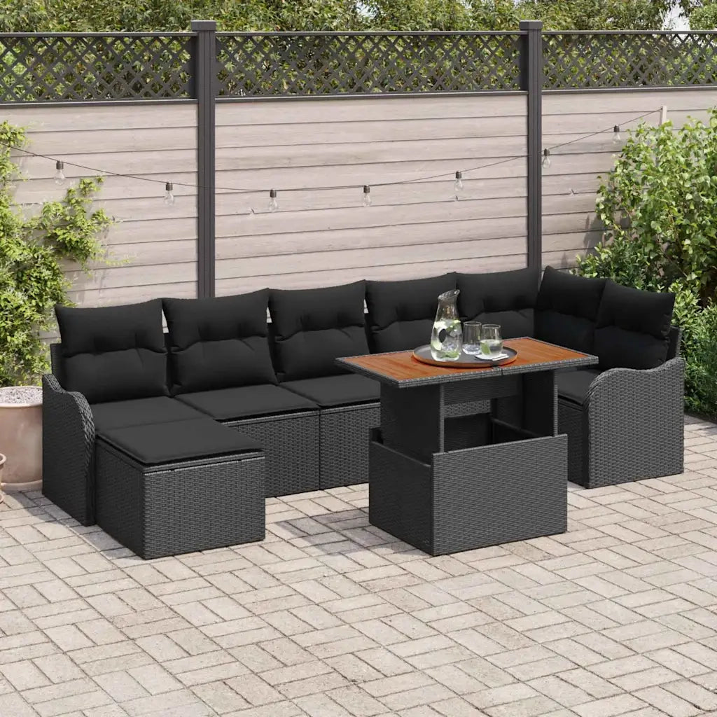 Set Divano da Giardino con archiviazione 8 pcs Nero Poly Rattan 3358228
