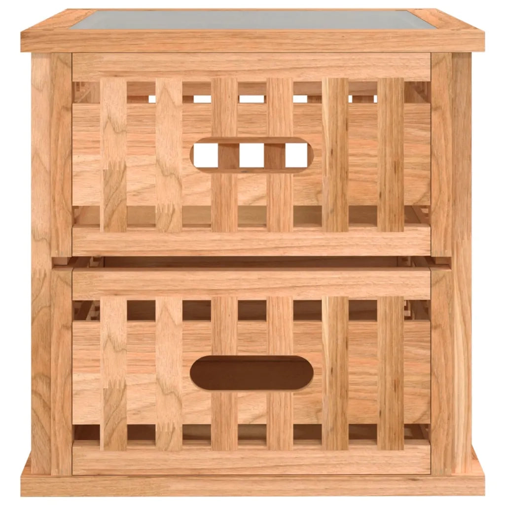 Comodino 34x34x34 cm in Legno Massello di Noce 350345