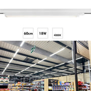 Barra LED faretto track binario trifase 18W alluminio nero bianco luce lineare negozio deposito ufficio studio 60cm BIANCO 4000K