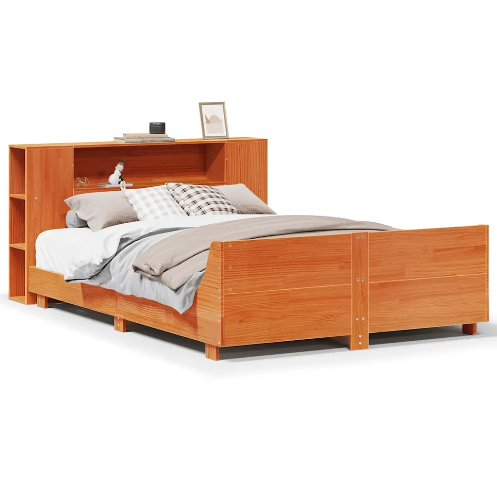 Letto senza Materasso-Struttura Letto Marrone Cera 140x190 cm in Legno di Pino 491354