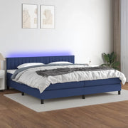Letto a Molle Materasso e LED Blu 200x200cm in Tessuto