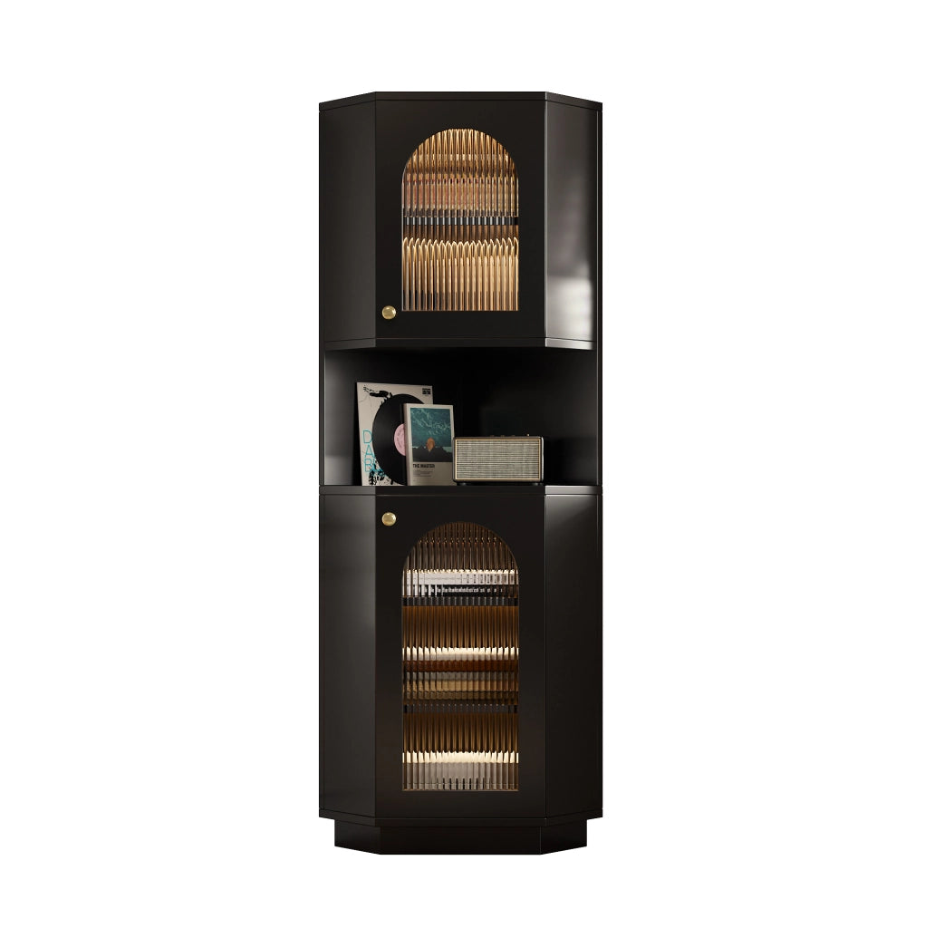 Mobile angolare con luce integrata, nero, in MDF