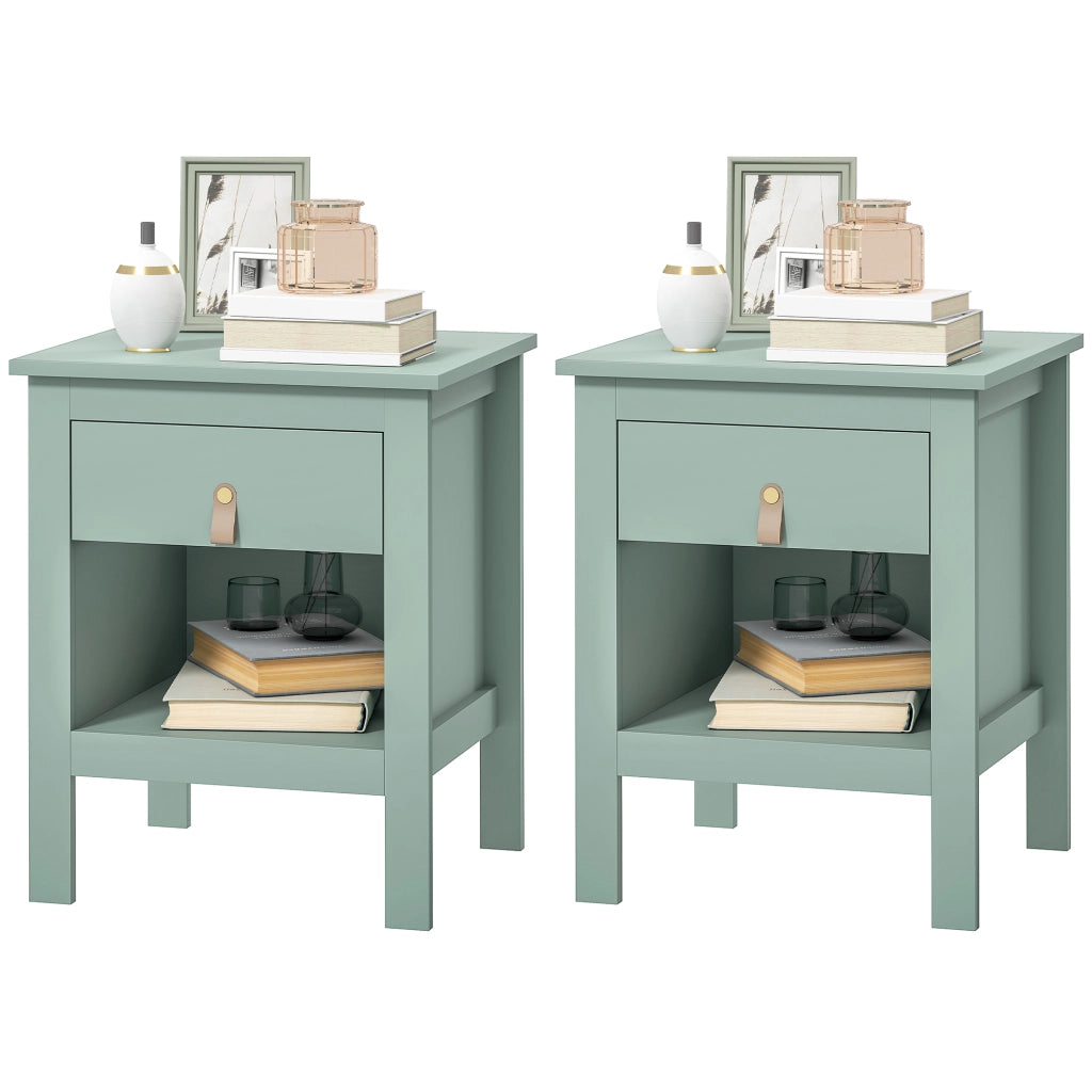 Comodino con cassetto e ripiano aperto ¨C zephmum ¨C Verde 45x40x55 cm