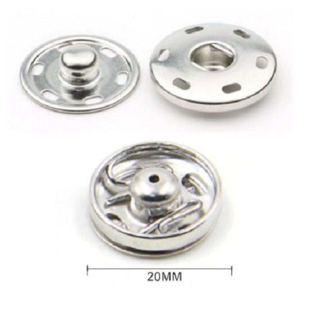 Trade Shop - Set 6 Paia Di Bottoni Automatici A Pressione ø 20 Mm Accessori Per Cucito 52983 -