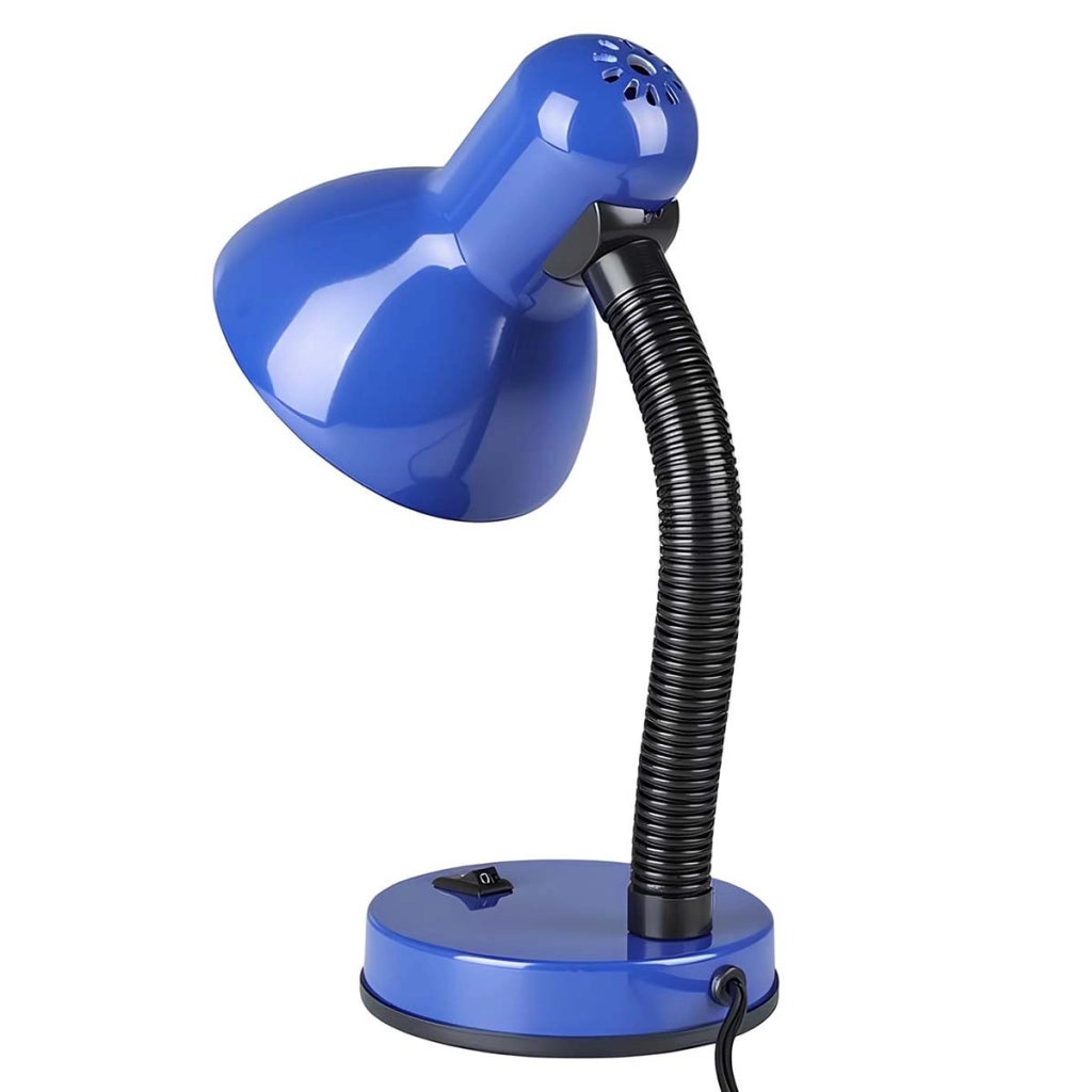 Lampada da tavolo orientabile compatibile E27 40W con braccio flessibile e interruttore Nero / Blu Avizar