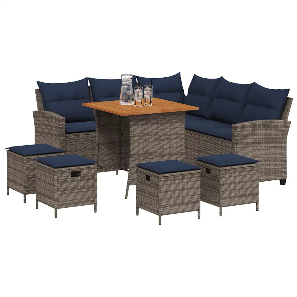 Set Divani da Giardino 6 pz con Cuscini a Forma di L Polyrattan 3213544