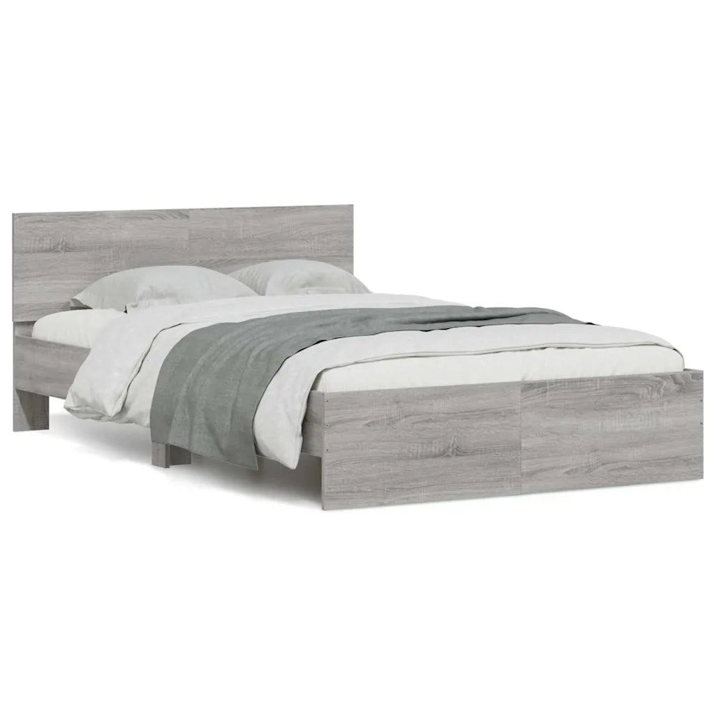 Giroletto con Testiera e LED-Struttura Letto con testiera Grigio Sonoma 140x200 cm 721653