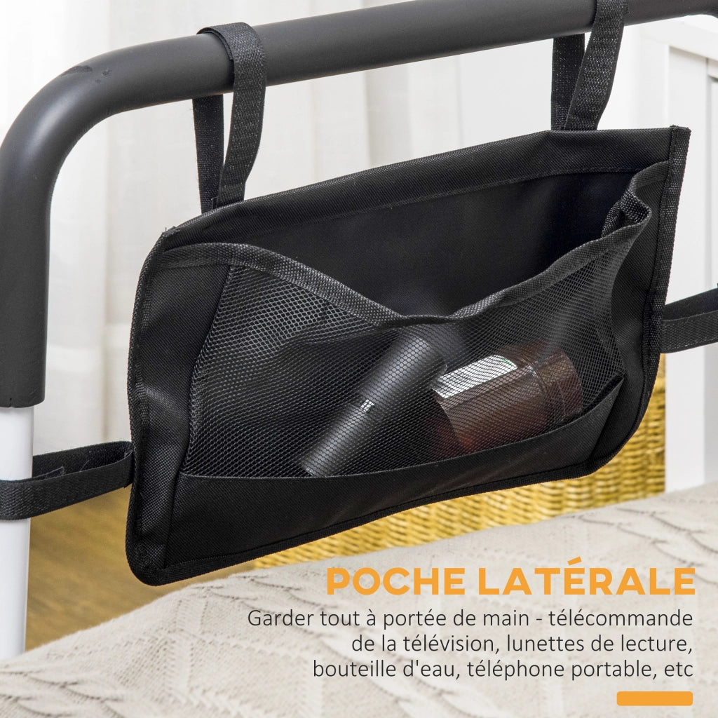 Barre di protezione per letto regolabile in 5 altezze ¨C zephmum ¨C 52x85-95x71-102 cm bianco nero