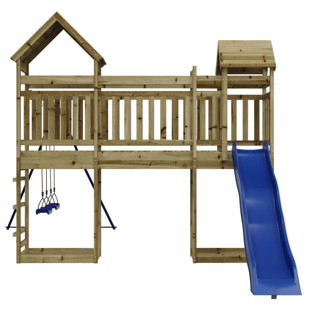 Altalene per parco giochi all'aperto scivolo altalene robuste giochi da giardino 492 x 358 x 238 cm legno di pino impregnato 02_0004702