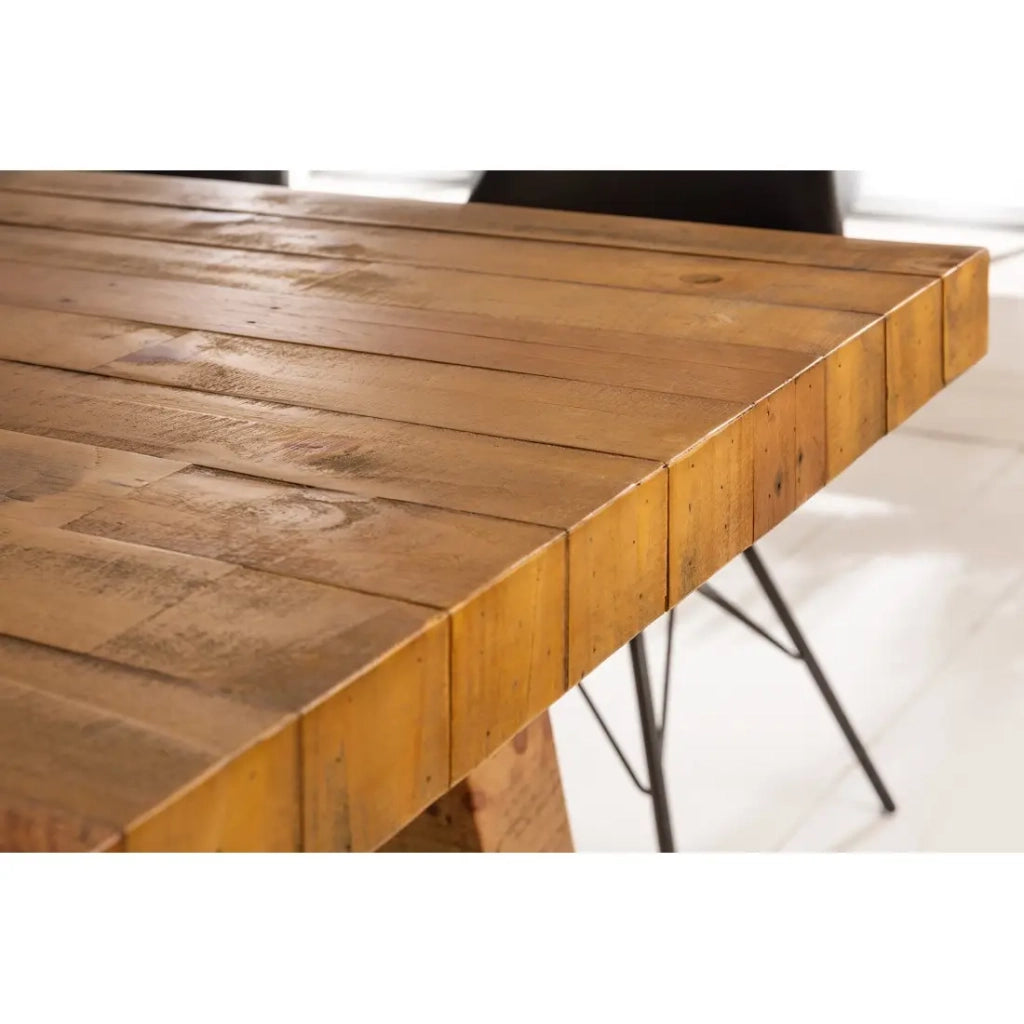 Tavolo da pranzo RANCHO – Rettangolare 200 cm – Legno naturale e metallo – Stile rustico