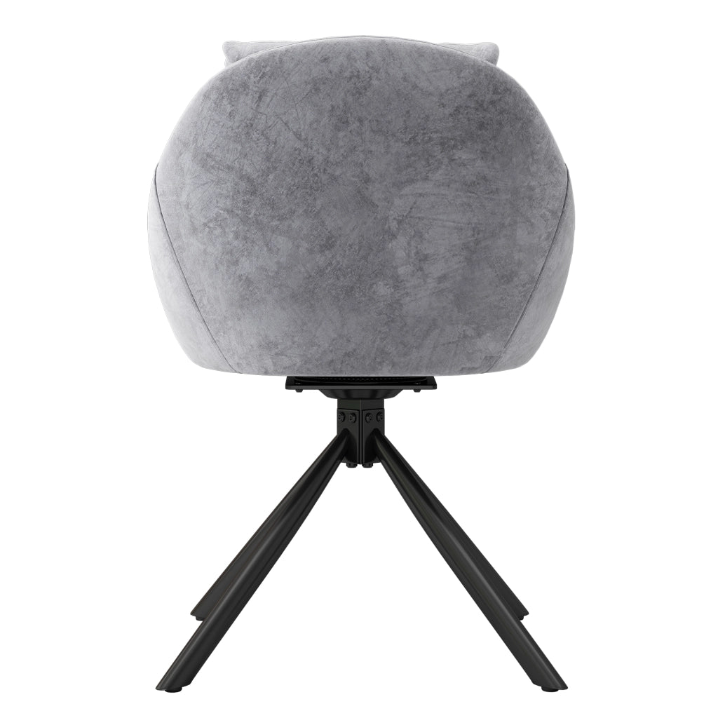 Set 2 sedie girevoli da pranzo in velluto grigio con struttura in metallo e rotazione 360°