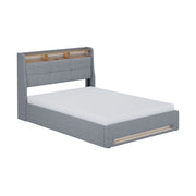 Vitalispa Letto imbottito Grigio/quercia con materasso, LED e connessione USB