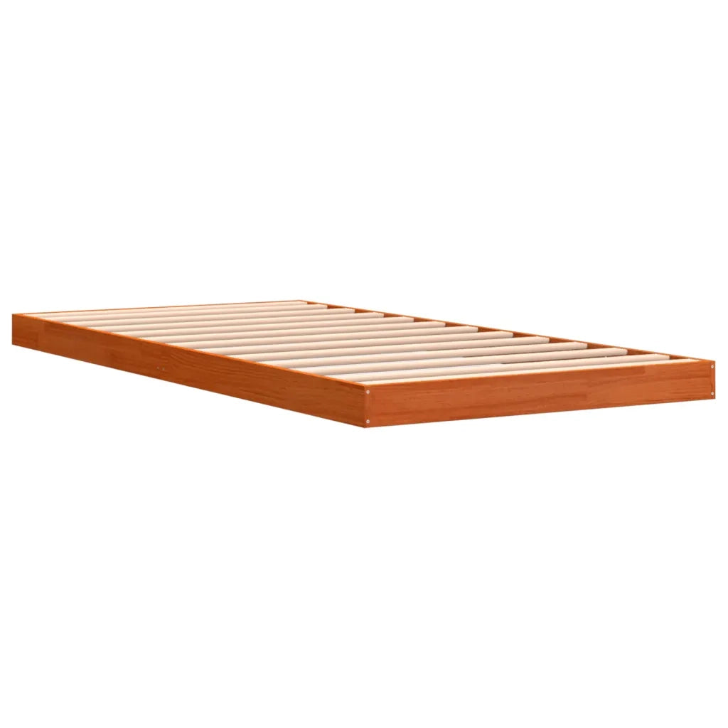Giroletto-Struttura Letto Marrone Cera 100x200 cm in Legno Massello di Pino