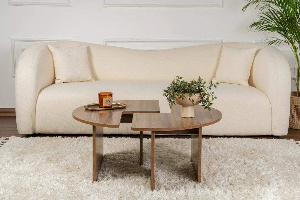 Tavolino da salotto Tairn, Tavolo basso da caffè, Portariviste per divano, Ripiano da soggiorno, 90x90 h41 cm, Noce