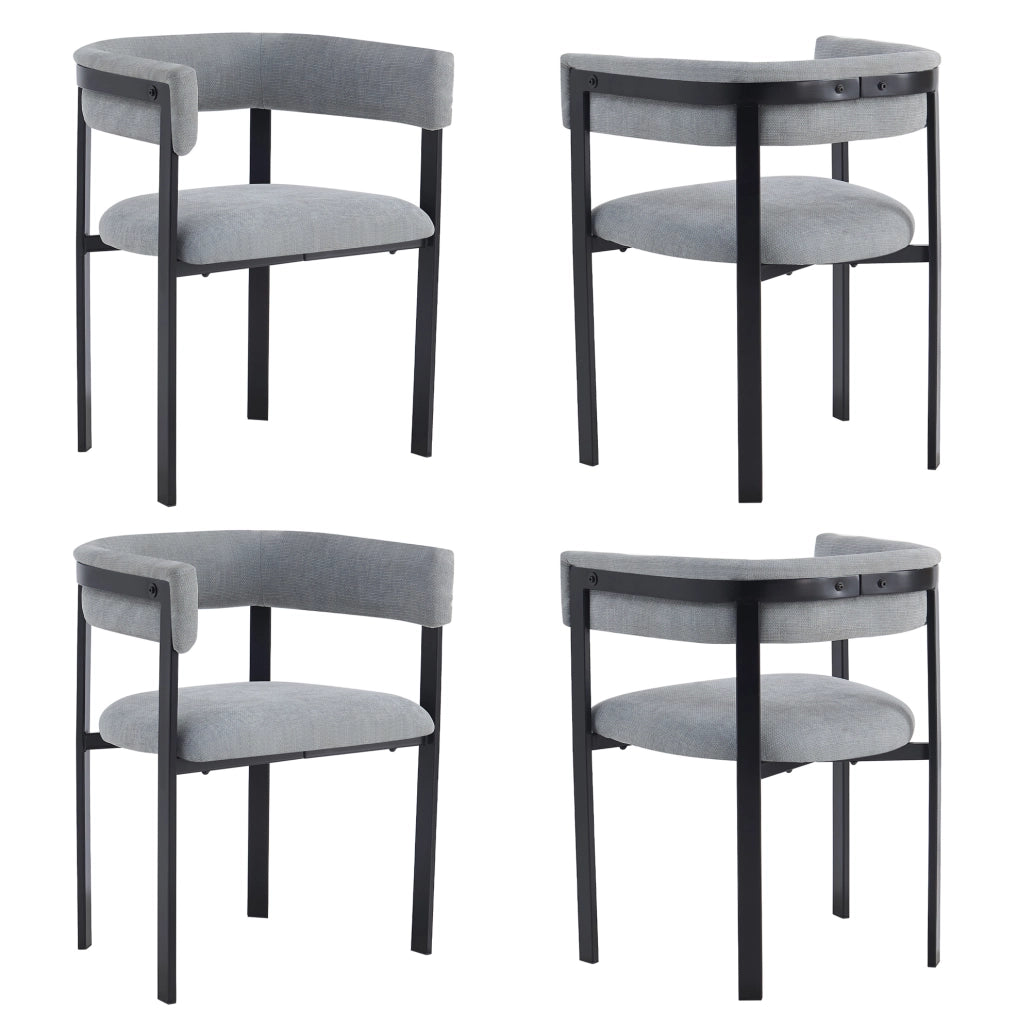 Set di 4 sedie da pranzo 61.0x50.0x76.0 cm con schienale curvo; in chenille grigio