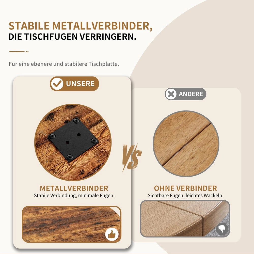 Tavolo da Pranzo Rotondo ?80 cm ¨C MINIMAL ¨C Legno Marrone/Nero, Gambe a X, Design Industriale
