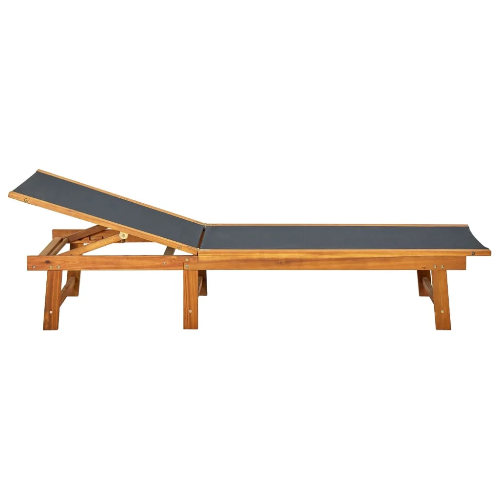 Lettino prendisole sedia a sdraio lettino prendisole letto da giardino mobili da esterno per patio con tavolo legno massello di acacia e textilene 02_0012604