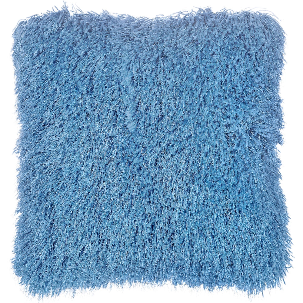 Set di 2 cuscini decorativi Fodera per cuscino in tessuto poliestere blu con inserto superficie pelosa 45 x 45 cm