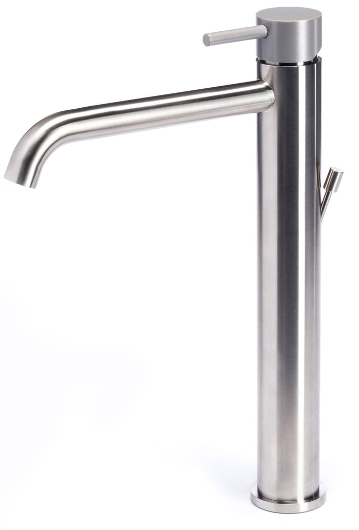 Rubinetto Miscelatore Monocomando Lavabo Alto in Acciaio Inox Maniglia Roccia