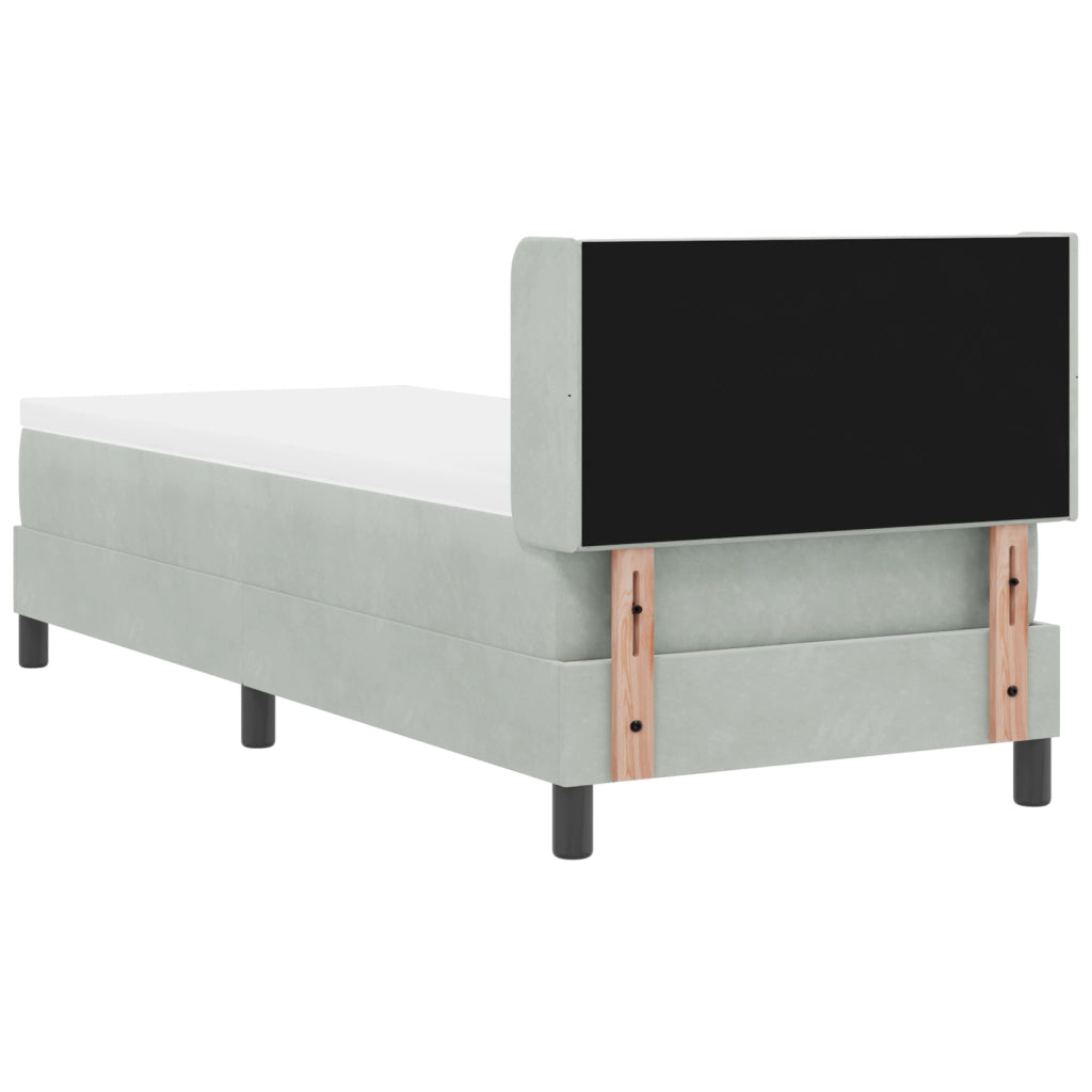 Letto Box Spring con Materasso Grigio Chiaro 80x200 cm Velluto