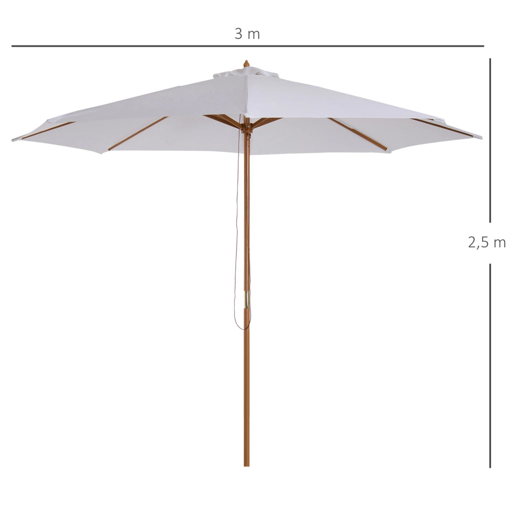 Sonnenschirm ? 300 cm ¨C zephmum ¨C Legno, Bianco
