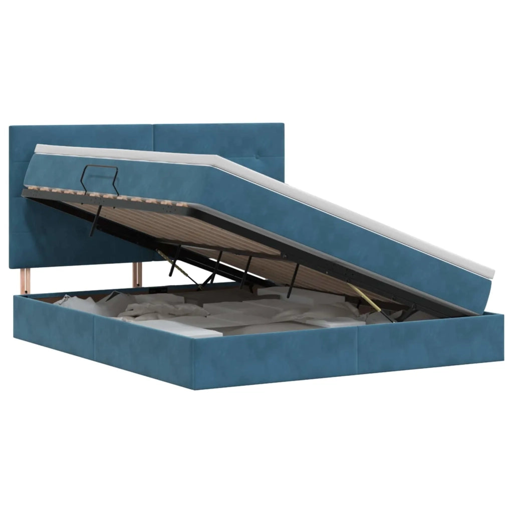 Letto con contenitore e materasso Blu Scuro 180 x 200 cm 3459709