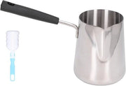 Caffettiera in acciaio inossidabile di 600 ml con superficie lucida - Scaldabottiglia resistente al calore - Con maniglia per sirop di acero e riscaldamento di salse