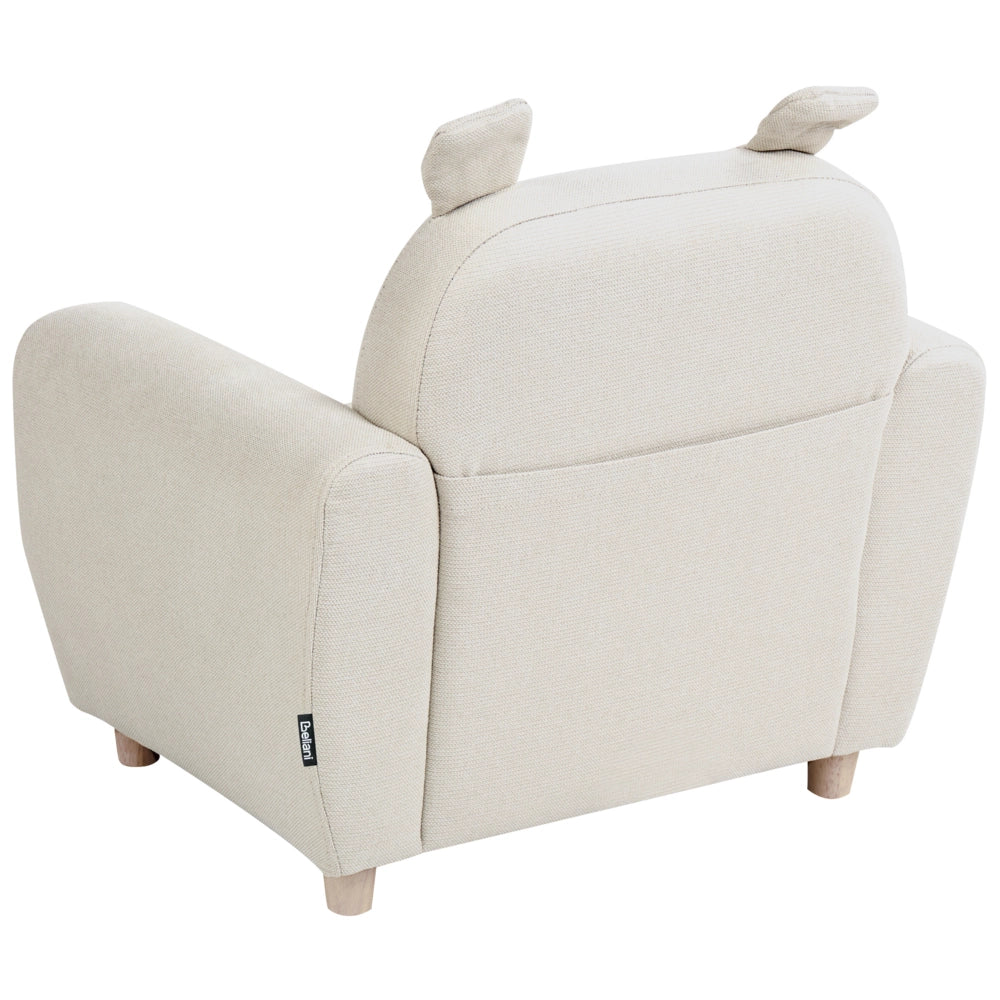 Sedia bianco sporco rivestita in lino con braccioli per bambini Design moderno
