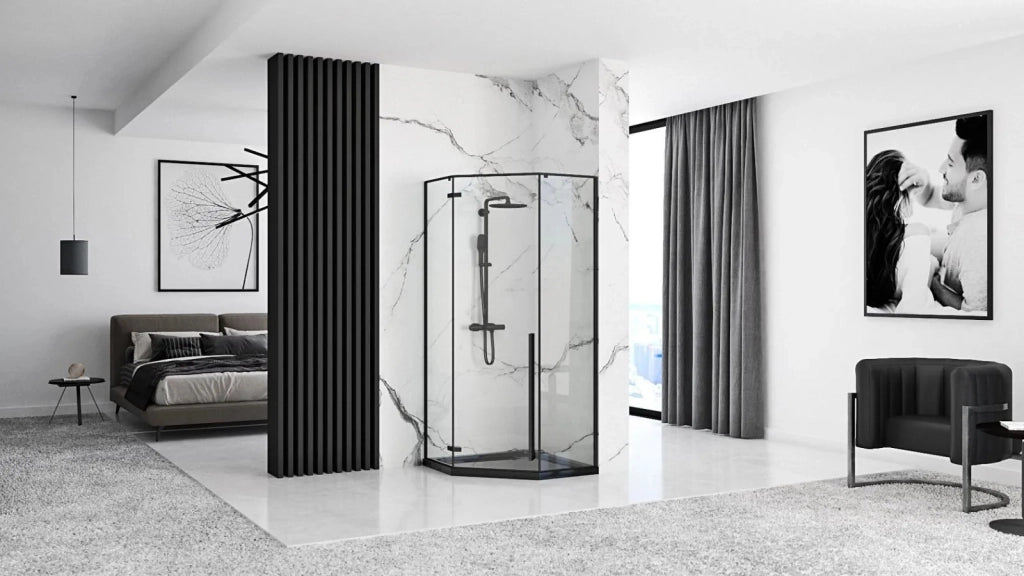 Cabina Doccia Diamond Black Mat 80x80 senza piatto doccia