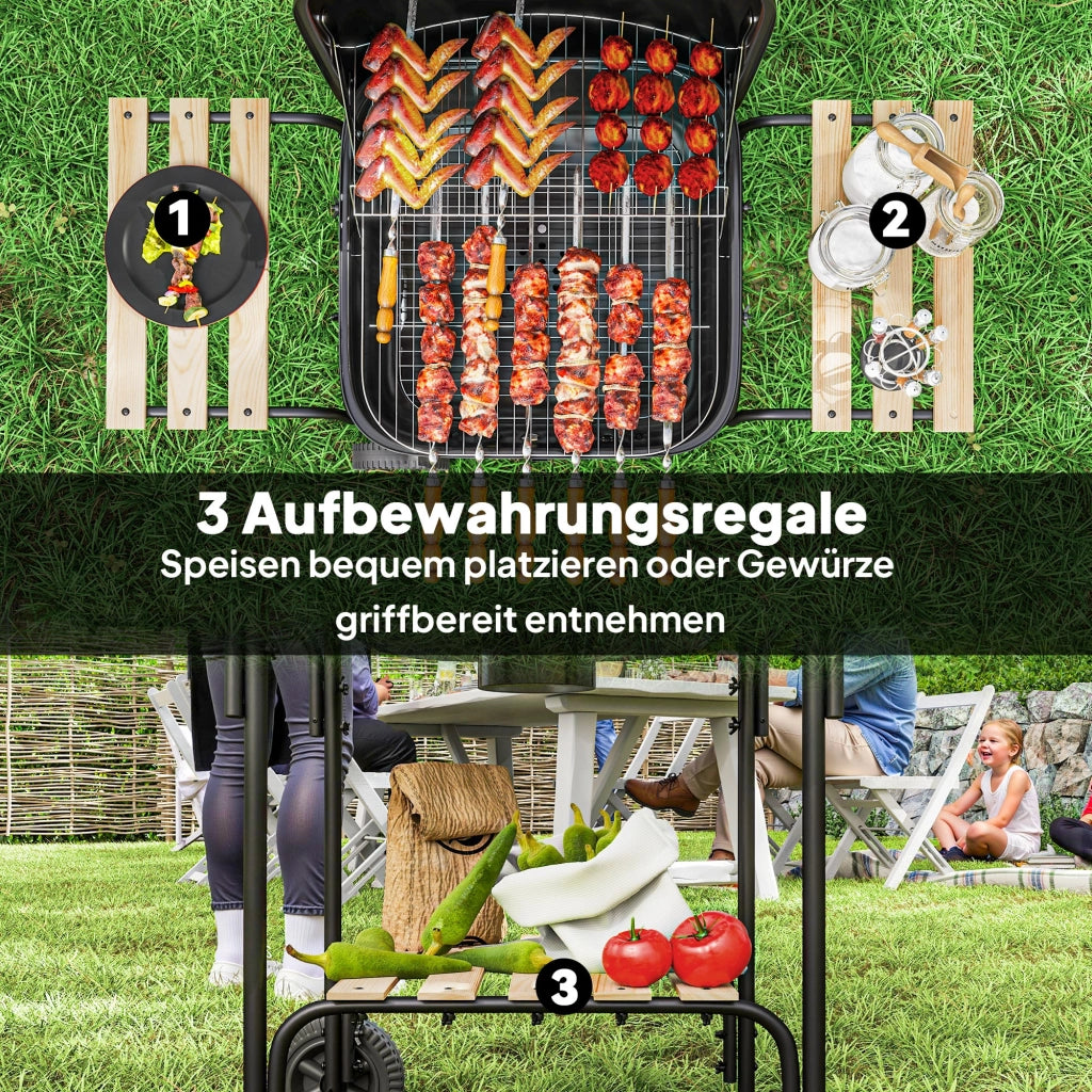 Grill Wagon Barbecue Carbone ¨C zephmum ¨C 98x54x91 cm Nero Acciaio