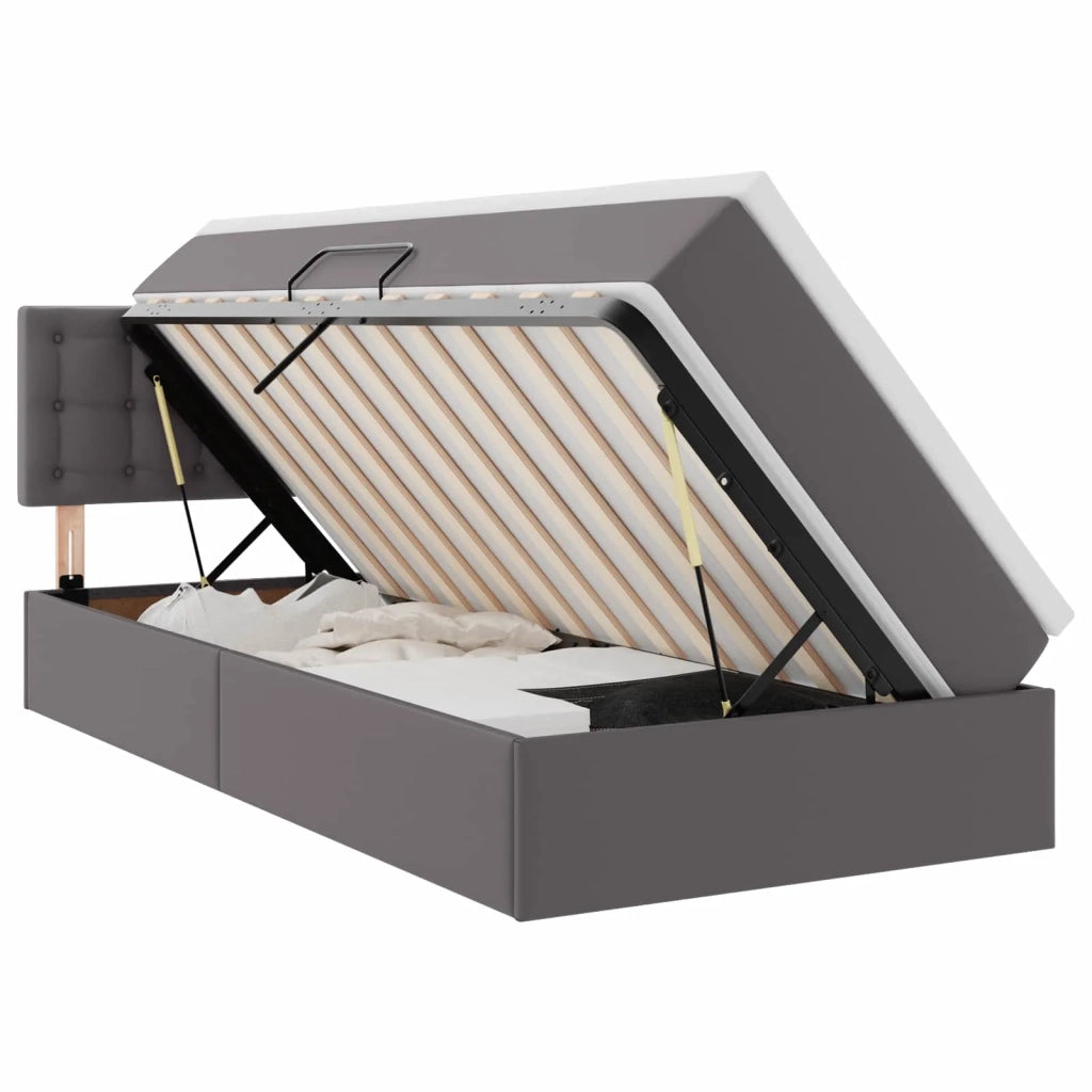 Letto con contenitore e materasso Grigio 100 x 200 cm