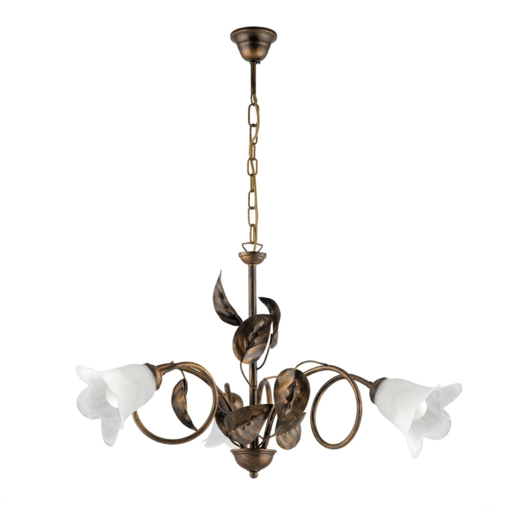 Lampadario Arte Povera Limone 3 Luci Marrone e Bianco LuceArt Classic
