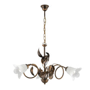 Lampadario Arte Povera Limone 3 Luci Marrone e Bianco LuceArt Classic