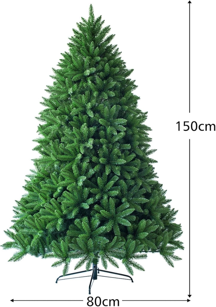 Albero di Natale Artificiale 150/180/225 cm, Albero di Natale con 600/1250/1968 Rami e Supporto in Metallo, Albero di Natale Realistico per Casa, Ufficio e Negozio (150 CM)