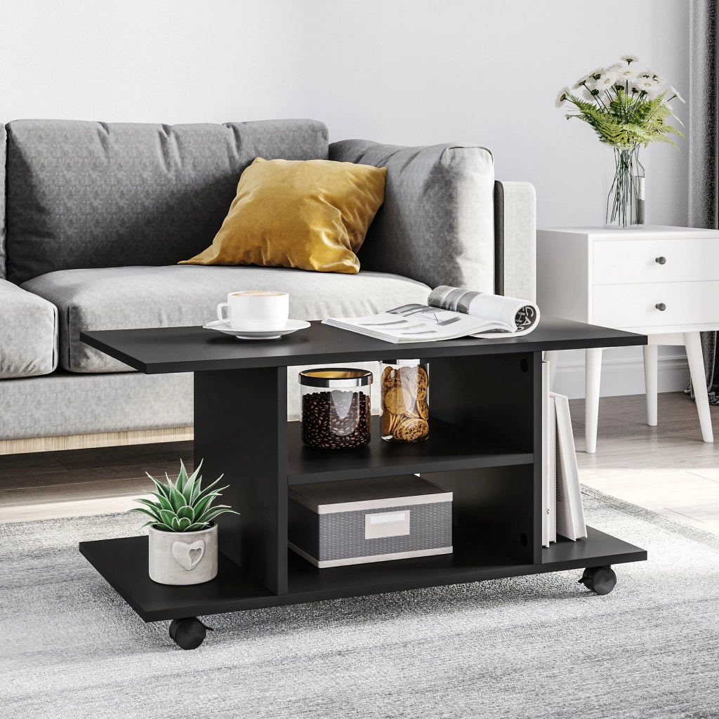 Mobile TV con Ruote e Ripiani ¨C Xylo ¨C Nero 80x40x40 cm