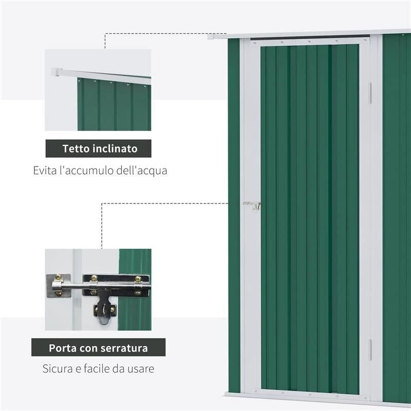 CASETTA PORTA ATTREZZI CAPANNO IN ACCIAIO IMPERMEABILE 142X84X189CM