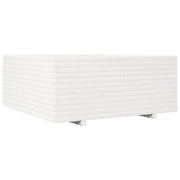 Fioriera | Cassetta per fiori | Vaso da Giardino Bianca 110x110x49,5 cm Legno Massello Pino