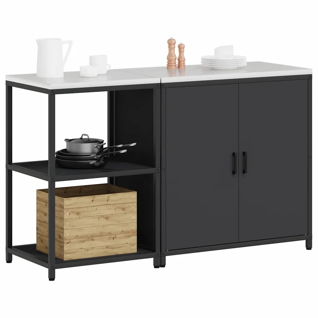 Set di Stoccaggio per Cucina con lo scaffale 2 pcs Nero 3392680
