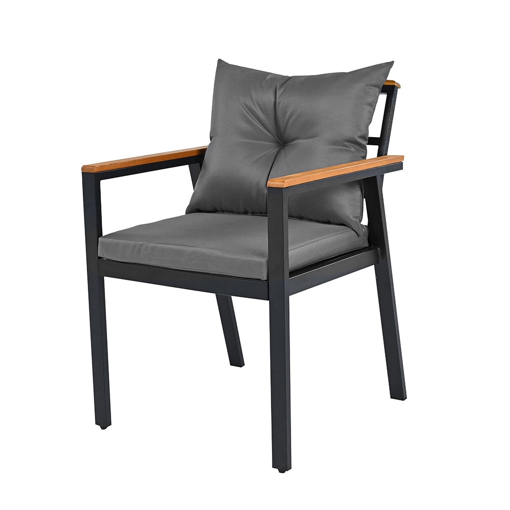 Set da giardino in acacia 6-7 posti - Xylo - Sedie + carrello pasti con fodere lavabili