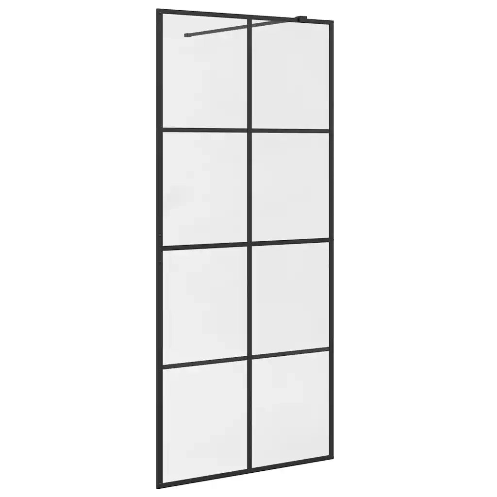 Parete per Doccia Walk-in Vetro Trasparente ESG 90x195 cm Nera 151034