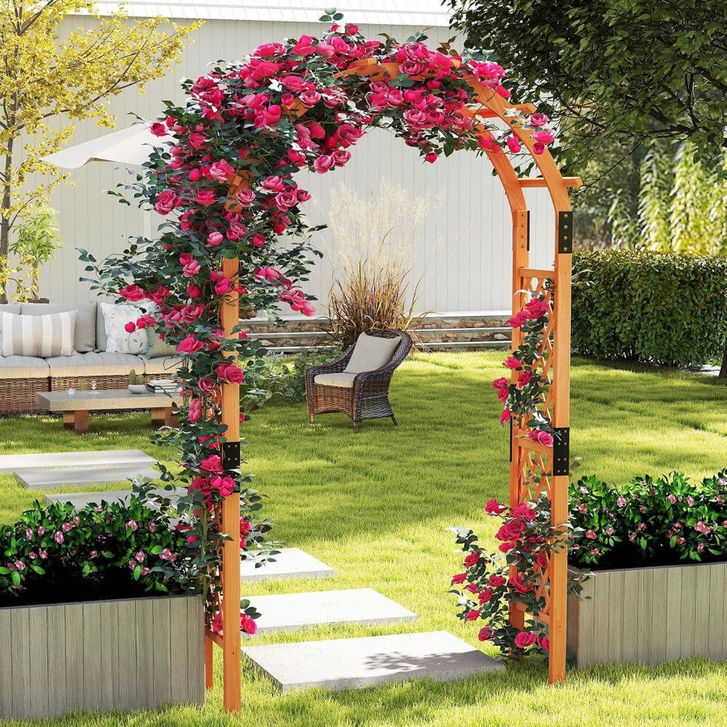 Arco da Giardino in Legno, Pergola da Esterno per Piante Rampicanti, Pergolato per Matrimonio e Feste, da Giardino, Patio e Cortile (Modello 5)