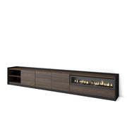Mobile TV Soggiorno, 310x50x37 cm, Per TV fino a 80", Camino elettrico, Rovere scuro e Nero