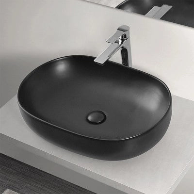 Sifone lavabo a canna tonda nero opaco completo di piletta click clack