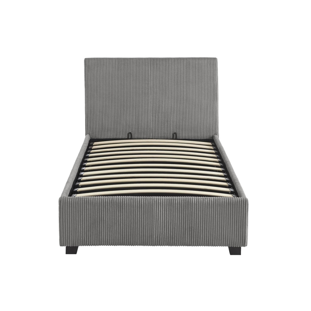 Letto con rete e testata pieghevoli 90x190cm, velluto a coste fini,